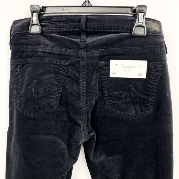 AG ADRIANO GOLDSCHMIED The Legging Velvet Jeans 24R US 00 Black Skinny NWT - Picture 7 of 13